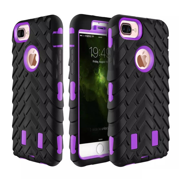 Tyre Grain Heavy Duty Hybrid Case Cover for iPhone 6 / 7 / 8- Purple - Alpha Accessories