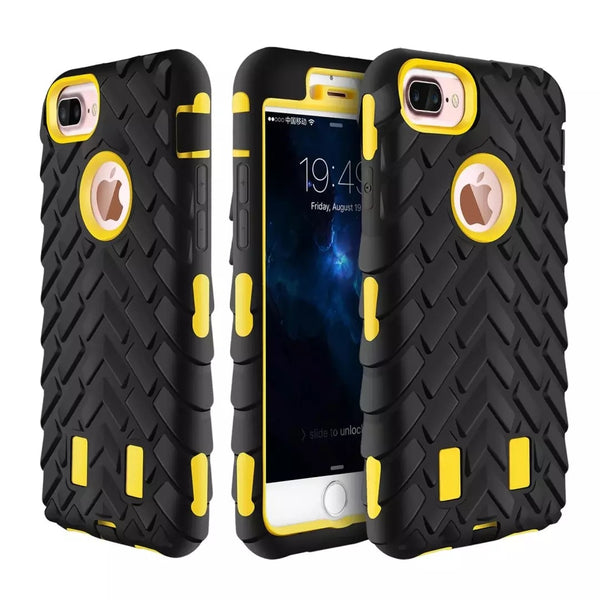 Tyre Grain Heavy Duty Hybrid Case Cover for iPhone 6 / 7 / 8 - Yellow - Alpha Accessories