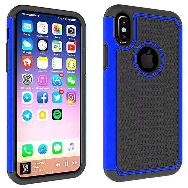 Shock Proof Armour Builders Workman Case Cover iPhone X - Blue - Alpha Accessories