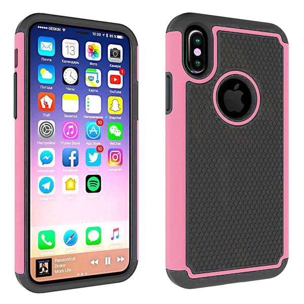 Shock Proof Armour Builders Workman Case Cover iPhone XS - Light Pink - Alpha Accessories