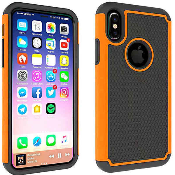 Shock Proof Armour Builders Workman Case Cover iPhone X - Orange - Alpha Accessories