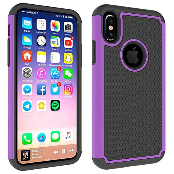 Shock Proof Armour Builders Workman Case Cover iPhone XS - Purple - Alpha Accessories