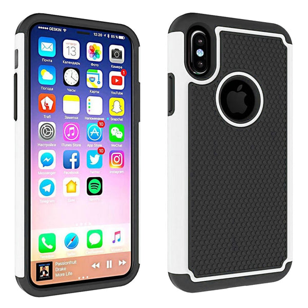 Shock Proof Armour Builders Workman Case Cover iPhone XS - White - Alpha Accessories