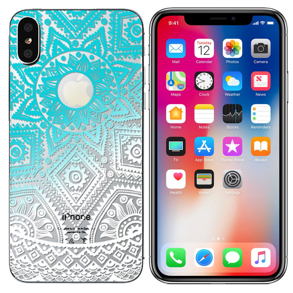 Slim TPU Gel Skin Case Cover For iPhone XS, 10 - Henna Blue/White - Alpha Accessories