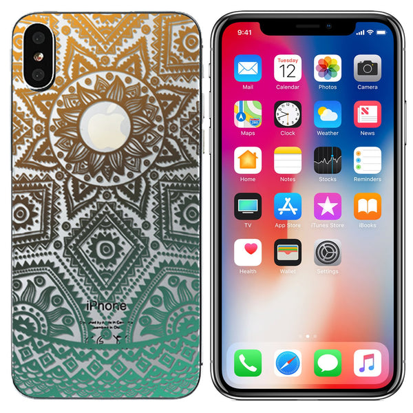 Slim TPU Gel Skin Case Cover For iPhone XS, 10 - Henna Orange/Green - Alpha Accessories