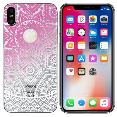 Slim TPU Gel Skin Case Cover For iPhone XS, 10 - Henna Pink/White - Alpha Accessories