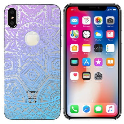 Slim TPU Gel Skin Case Cover For iPhone X, 10 - Purple/Light blue - Alpha Accessories