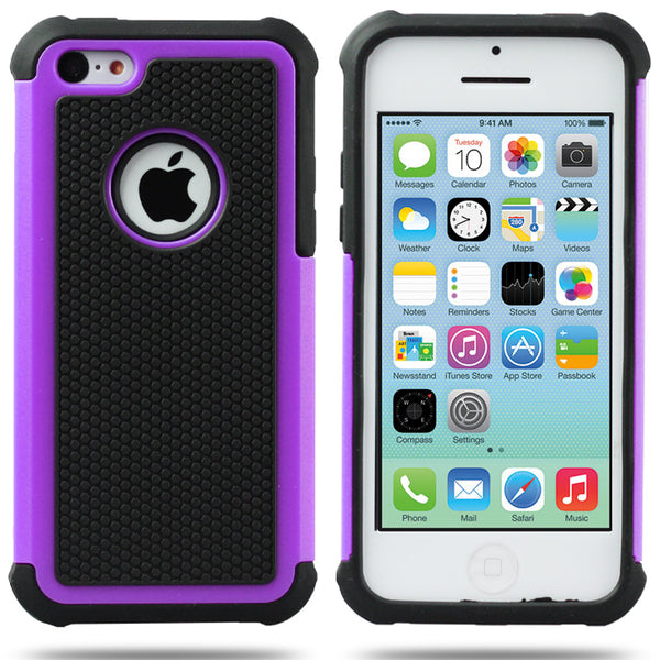 Shock Proof Armour Builders Workman Case Cover For iPhone 5C - Purple - Alpha Accessories